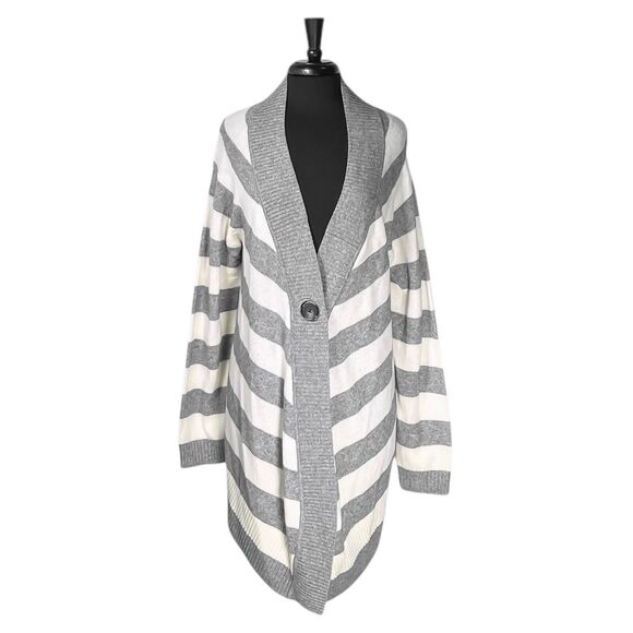 Banana Republic Women's Cardigan Ivory Gray Lambs Wool Modal Cashmere Jacket XL - Picture 1 of 8